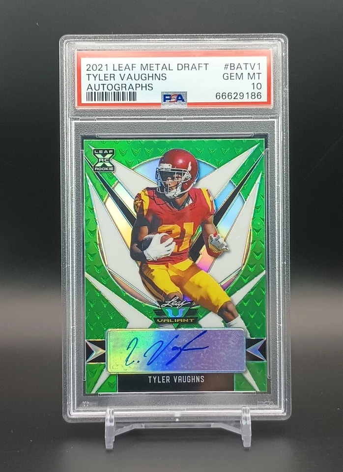 TYLER VAUGHNS 2021 LEAF METAL DRAFT #BA-TV1 Valiant RC AUTO GREEN 45/99 PSA 10 - Image 3 of 4