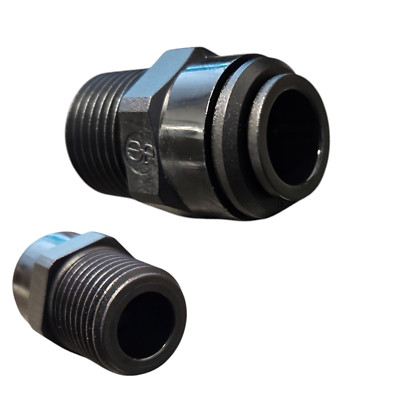 John Guest PM011204E Male Connector Black Plastic Size 12MM x 1/2''Bsp 1 PACK