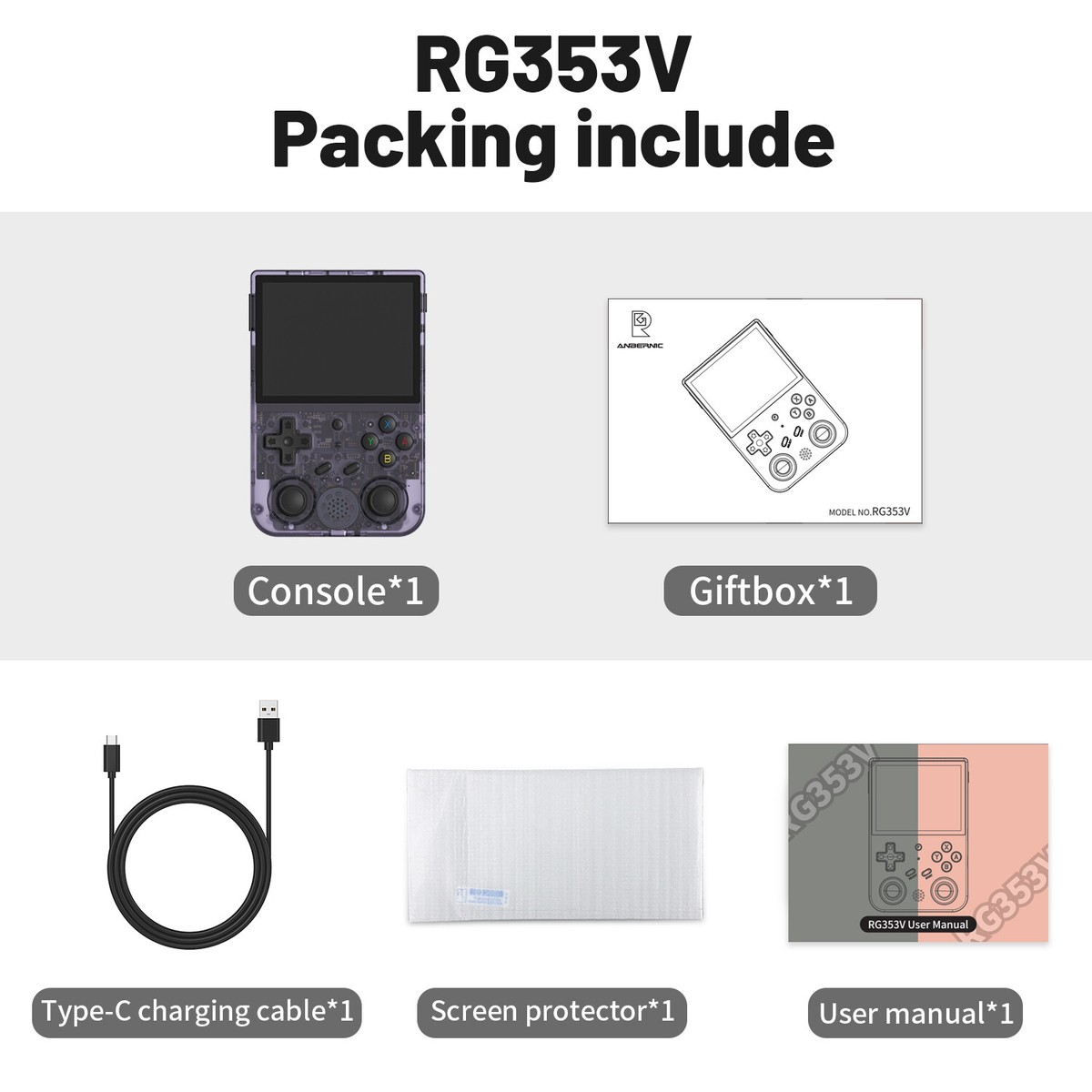 中古品　ANBERNIC RG353V クリアパープル ANBERNIC RG35XX – anbernic