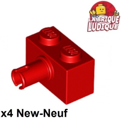 Lego 4x Stein Brick modifiziert 1x2 Pin Bottom Stud Holder rot/red 44865 NEU