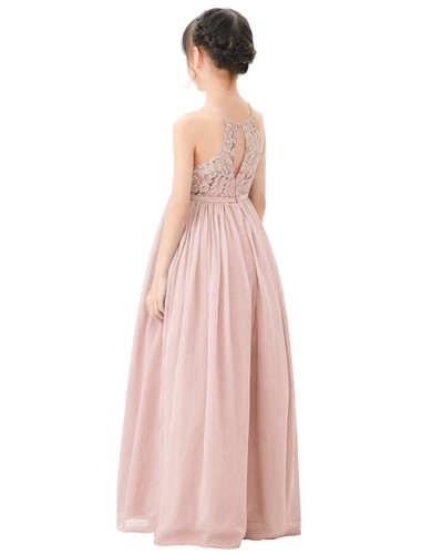 A-line Lace Flower Girl Dress Halter Dresses Graduation Dresses Chiffon Dresses - Picture 2 of 47