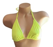 Victoria  s Secret Yellow String Tie Nylon Bikini Top Womens M NOS