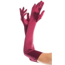 Bridal Prom Costume Adult Satin Gloves Burgundy Solid Opera Length New Party