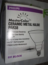 PHILIPS MASTERCOLOR 70W PAR38 METAL HALIDE CDM/70/SP/3K SPOT BULB UV BLOCK AS IS