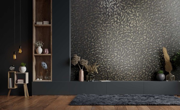Vliestapete BläTter Ranken Ornamente Anthrazit Silber Metallic 82385 (3,44€/1Qm)-image
