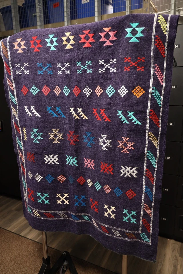 Alfombra marroquí vintage hecha a mano Kilim lana tribal Azilal alfombra bereber alfombra de área Foto 2 de 4