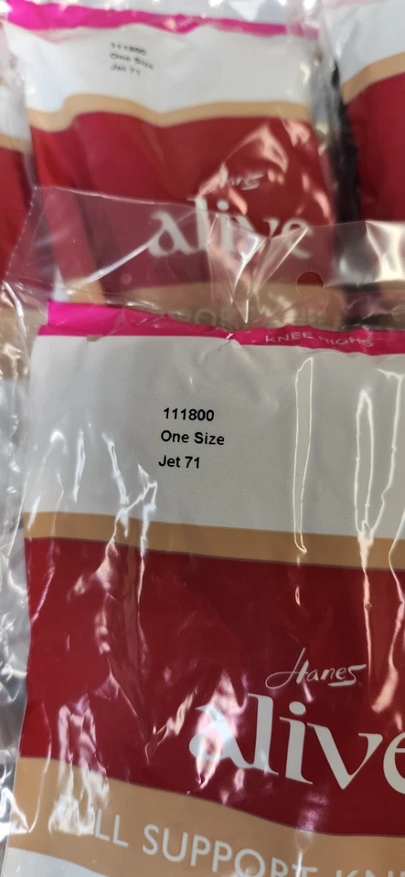 Hanes Alive 111800 Full Support Knee Highs 3-Pack Jet Black OSFM NEW - Image 2 of 4