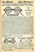 1935 small Print Ad of Sunglasses Eye Preservers, Willson Goggles Side Shields