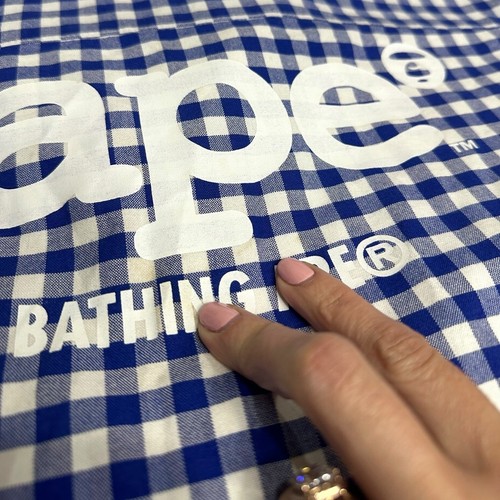 Button Up Size XL A Bathing Ape men's long sleeve AAPE *A bape blue white shirt - Picture 8 of 8