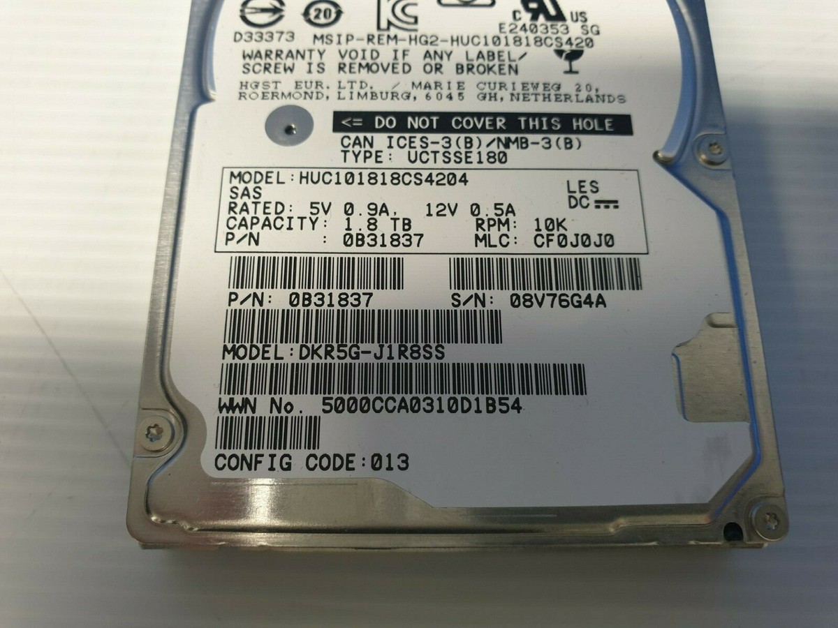 HGST HUC101818CS4204 1.8TB SAS 2.5 inch 128MB 10000RPM 12GB HDD