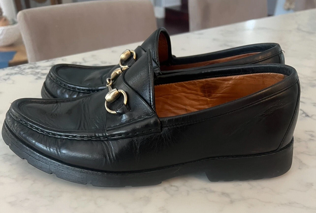 Mocassins homme GUCCI cuir noir Horsebit taille 8 
