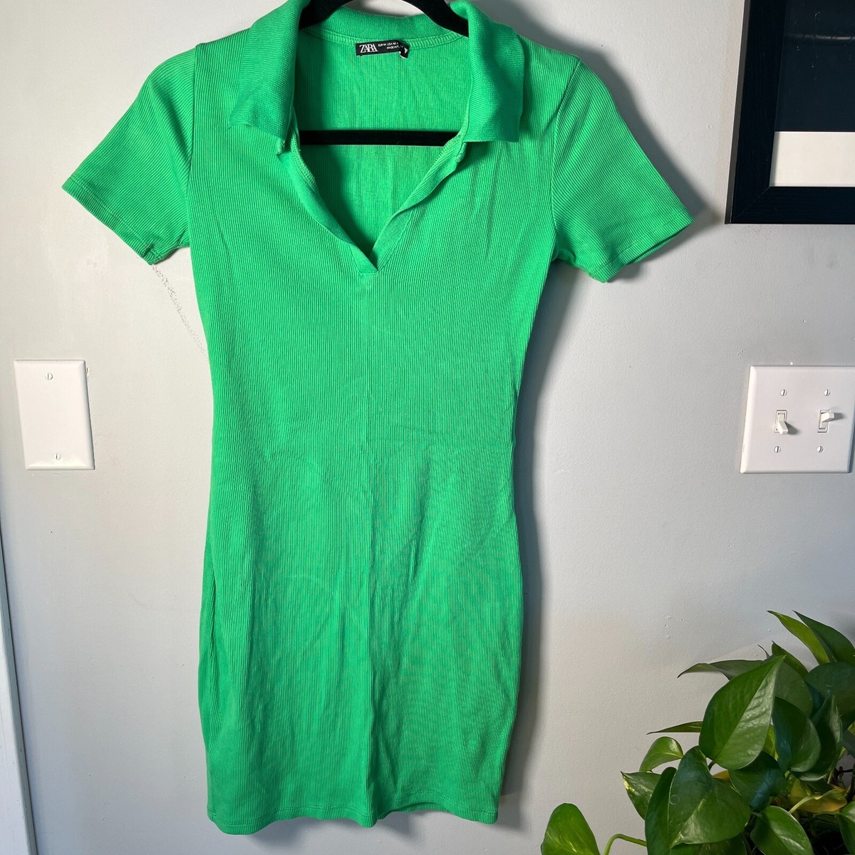 Zara Lime Green Collared Short Sleeve Mini Dress 95% Cotton Womens Size M | eBay Zara Lime Green Collared Short Sleeve Mini Dress 95% Cotton Womens Size M | eBay