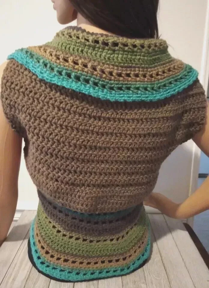 crochet handmade womans boho top vest festival shrug large xl dragon - Image 3 of 3