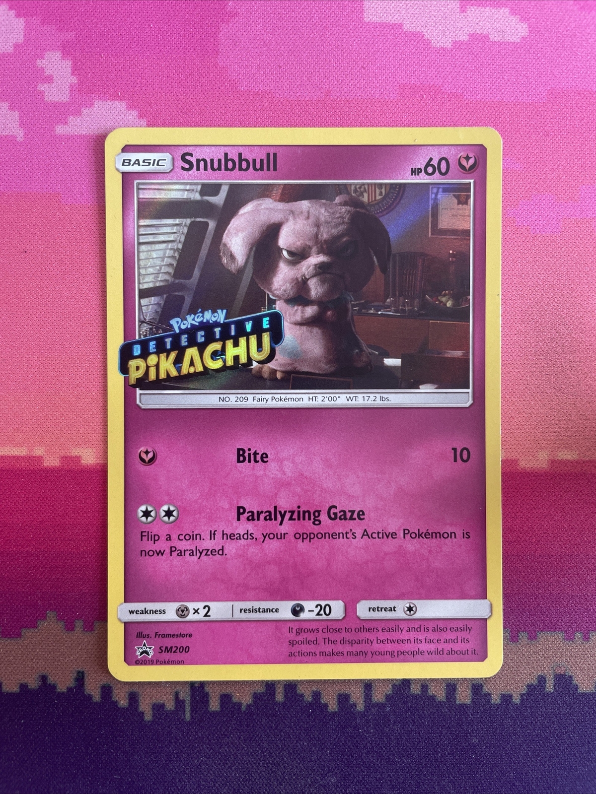 Pokemon Card Snubbull SM200 Detective Pikachu STAMPED Near Mint 