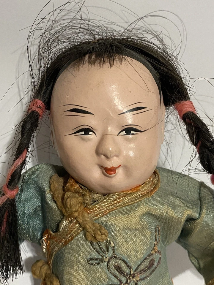 AUTHENTIC ANTIQUE JAPANESE DOLL ITCHIMATSU NINGYO GIRL 7” MEIJI PERIOD - Image 3 of 4