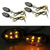 Universal 12V 4X Led Schwarz Mini Motorrad Blinker Indikator Leuchte