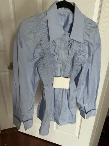Abito Camicia Alexander Wang Smocked Oversize Popeline Cotone S In Oxford