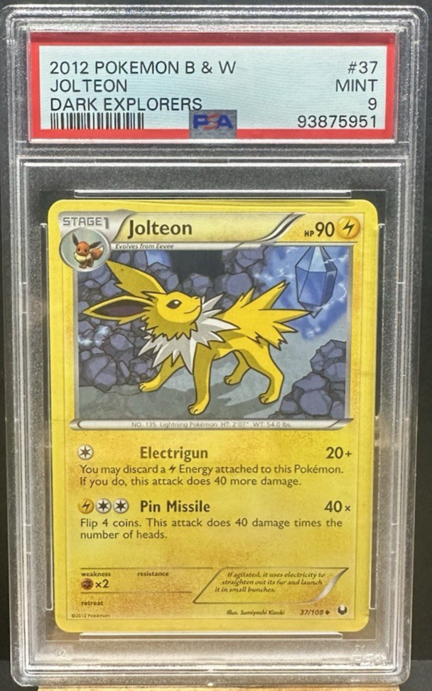 2012 Pokemon B&W Dark Explorers Jolteon PSA 9 No. 37