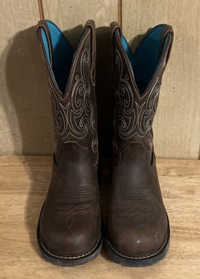 Justin Gypsy Steel Toe Work Boots Womens 9B Waterproof Brown Teal Leather GY9991