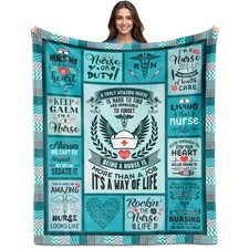 Nurse Blanket Gifts For Women RN NP Graduation Appreciation Throw 60x50 In