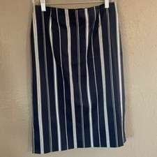 Talbots Collection Striped Pencil Skirt Size 8 Navy Blue/Whites