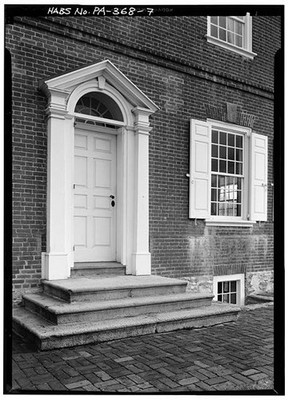 7. DETAIL VIEW OF ENTRANCE FRONTISPIECE - Rockford, Rock Ford Road (West