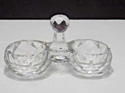 Baccarat Depose Model 11 Leaded Crystal Center Handled Double