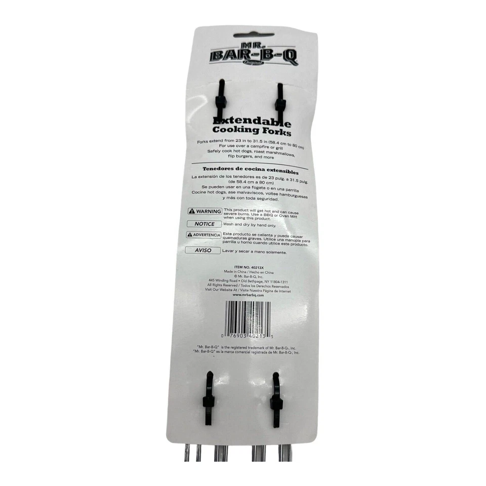 Mr. Bar-B-Q 2Pc Extendable Cooking Forks Marshmallows S’mores Hot Dogs 23”-31.5” - Image 3 of 4