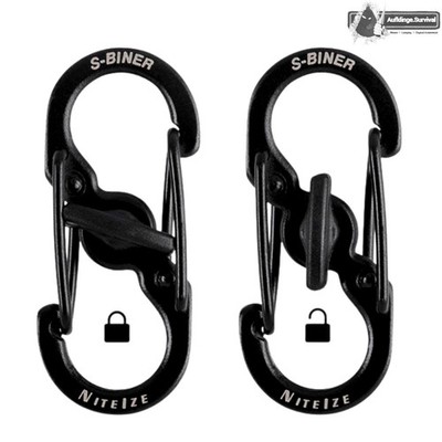 Nite Ize S-Biner MicroLock 2 Pack Edelstahl Doppelkarabiner Schwarz LSBM-01-2R3