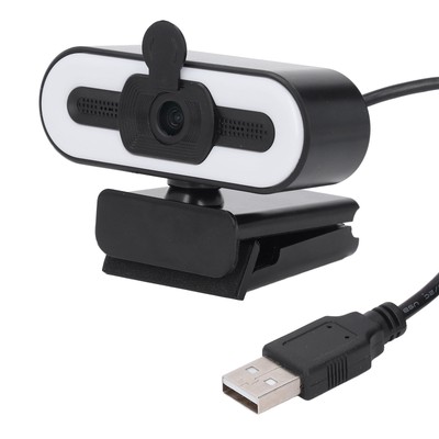 1080P HD Webcam with Adjustable Ring Light and Microphone Wide Angle Camera USB