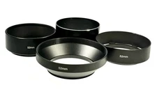 Unbranded 52mm Screw-In Metal Lens Hood Shades Lot of 4 Hoods