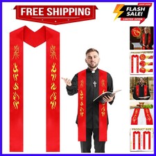 Clergy Stole 110" Priest Stole Pastor Pentecost Embroidery Stole Red Clergy S...