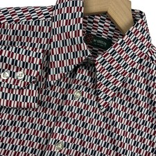 McGregor Vintage 60 70s Geometric Print Button Up Shirt Large Retro Point Collar