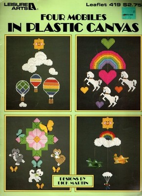 Leisure Arts 419 FOUR MOBILES Rainbows Balloons Plastic Canvas Pattern Leaflet