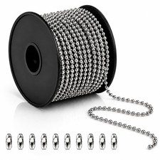 4.5mm Stainless Steel Ball Bead Chain Roll, 50FT/15M Continuous Ball Chain Sp...