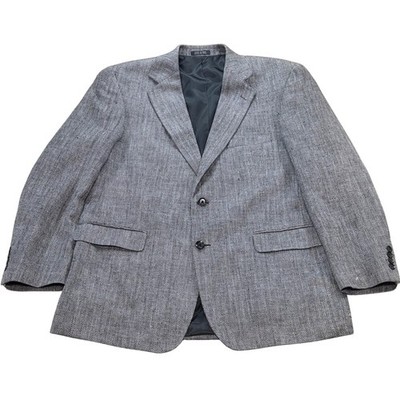 Stafford Mens 42R Gray Herringbone 100% Silk Two Button Blazer Sport Coat