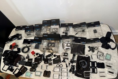 GoPro HERO3+ Black LOT (2 Cameras) Dual HERO Mic Adapters Remotes Chargers