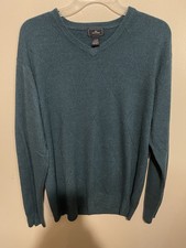 Dockers men's V-neck sweater in a dark green color.