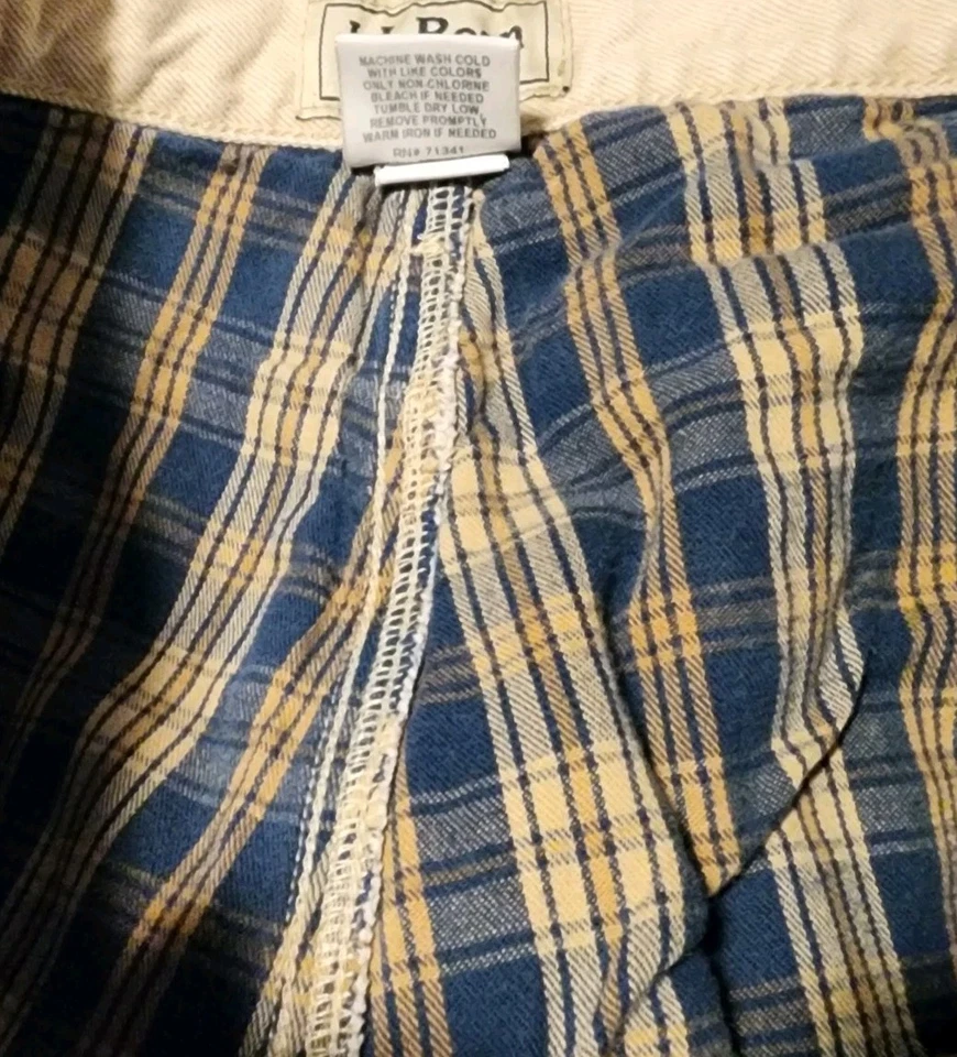Pantalones de mezclilla LL Bean forrados de franela para hombre 34x30 calce clásico crema marfil 100220 Foto 3 de 4