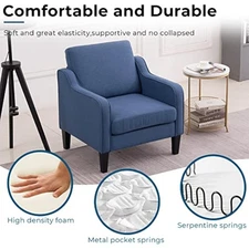 Mid century modern accent chair, navy blue fabric accent chairs for li