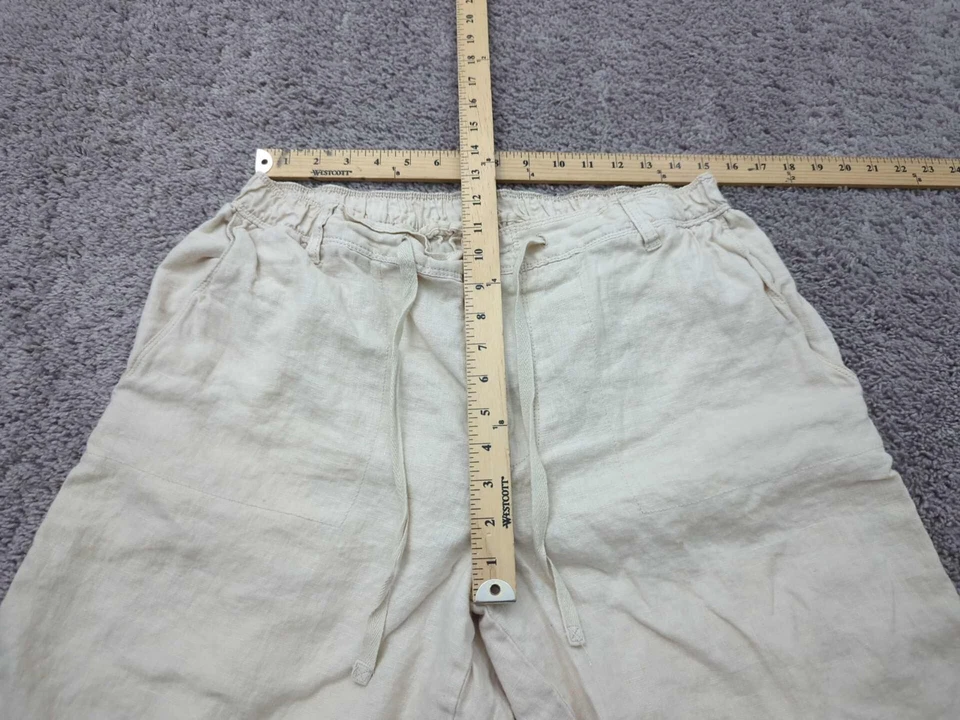 Tasso Elba Island Shorts Mens Large Ivory Inseam: 10" Summer 100% Linen - Image 2 of 4