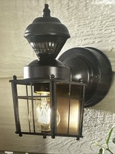 Hampton Bay Wall Lantern Matte Black 9.5" Outdoor Light Motion Sensor