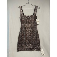 NWT Show Me Your MuMu Brown Snake-Print Mini Dress S