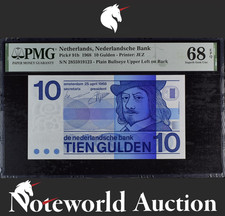 Netherlands Nederlandsche Bank 10 Gulden 1968 P 91b UNC PMG 68 EPQ 3rd TOP POP