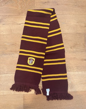 Harry Potter Gryffindor Burgundy Gold Striped Scarf w/ Crest Patch