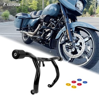 For Harley 2014+ Street Glide FLHX Front Engine Guard Crash Bar Flat Out 1 1/4''