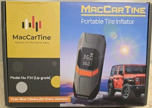 Portable Tire Inflator - 120 PSI, Auto Shut Off, 7,500 mAh Battery Capacity