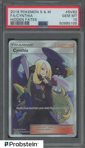2019 Pokemon S & M Hidden Fates #SV82 FA Cynthia PSA 10 GEM MINT