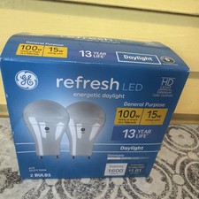 GE Refresh LED Light Bulbs Daylight 60W Equivalent 800 Lumens Dimmable A19 GU24