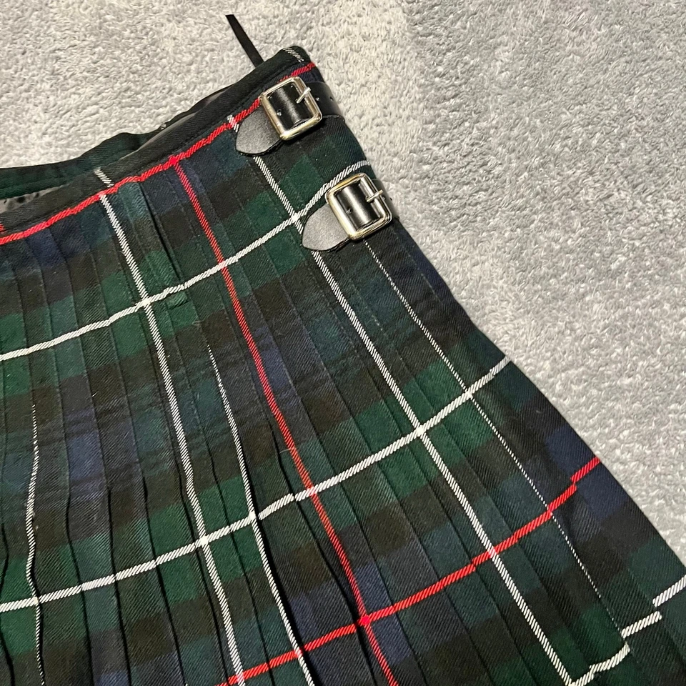 Scottish Kilt Para Hombre 38 Verde Azul Rojo Cuadros Tartán Hebilla Festival Foto 2 de 4